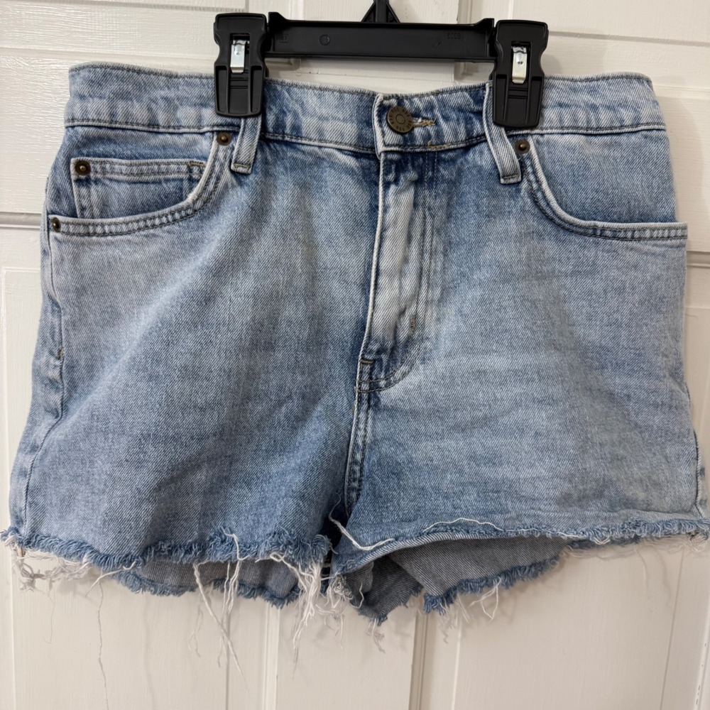 BDG Urban Outfitters Girlfriend Shorts 28 Light Blue Cotton Denim Raw Hem